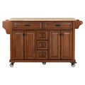 Kitchen Island With Rubber Wood Countertop, Kitchen Cart On 5 Wheels With Storage Cabinet And 5 Drawers For Dinning Room, Mahogany Mahogany Dining Room Rectangular Rubberwood Solid Wood Mdf Large 56 In