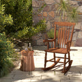 Outsunny Outdoor Wood Rocking Chair, 350 Lbs. Porch Rocker With High Back For Garden, Patio, Balcony, Teak Natural Wood