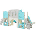Kids Slide Playset Structure 8 In 1, Freestanding Ocean Themed Set With Slide, Arch Tunnel,Basketball Hoop And Telescope, Double Slides For Toddlers, Kids Climbers Playground Blue 50 99 Lbs Cute 1 To 2 Years Hdpe Indoor & Outdoor Use