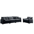 Mid Century Modern Sofa Set Of Two, One 3 Seater Sofa And One Single Seat Sofa With 2 Arm Pillows And 4 Throw Pillows,2 Pieces Sofa Set For Living Room,Grey Corduroy Fabric Grey Corduroy 4 Seat