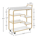 6 Tier Bar Cart, Slide Bar Serving Cart, Retro Style Wine Cart For Kitchen, Beverage Cart With Wine Rack And Glass Holder, Rolling Drink Trolley For Living Room, Dining Room Gold Metal Metal,Particle Board