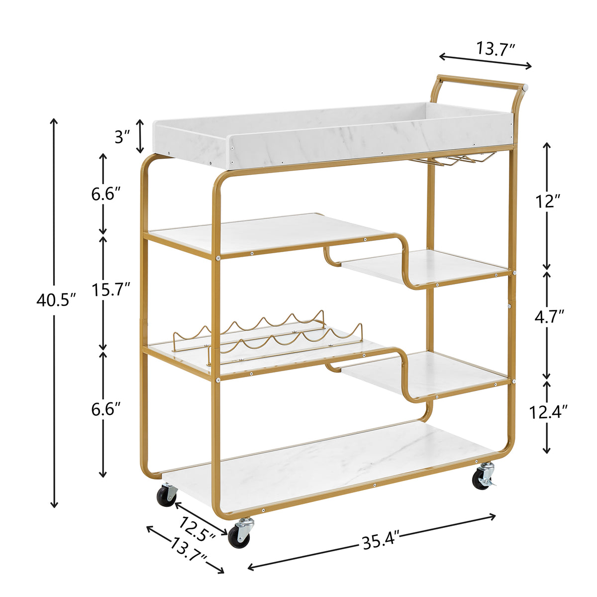 6 Tier Bar Cart, Slide Bar Serving Cart, Retro Style Wine Cart For Kitchen, Beverage Cart With Wine Rack And Glass Holder, Rolling Drink Trolley For Living Room, Dining Room Gold Metal Metal,Particle Board