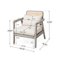 Set Of 2 Outdoor Acacia Wood Patio Club Chair, Patio Furniture,Waterproof Thick Cushion Deep Seating For Porch, Garden, Backyard, Balcony, Weight Capacity 400Lbs, Light Gray Finish, Cream Cushion Yes Deep Seating Light Gray Garden & Outdoor Foam Acacia