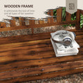 Outsunny Wood Outdoor Bench, 2 Person Garden Bench With Cupholder Armrests, Slatted Seat And Backrest, Park Bench For Patio, Porch, Lawn, Deck, Carbonized Black Brown Wood