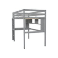 Twin Size Loft Bed With Desk And Shelves, Safety Guardrail And Ladder,Grey Twin Grey Pine