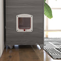 Pawhut Luxury Cat House With Wheels, Kitty Cage Catio Villa For Indoor Cats With Scratching Posts, Condo, Flap Door, Cushion, Gray, 31.5