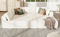 Modern Large Modular Sectional Sofa For Living Room, Bedroom, Salon, 3 Piece Free Combination Beige Polyester 3 Seat