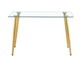 Table Leg For Gt 02, Golden Legmodern Minimalist Rectangle Glass Dining Table, Transparent Glass Tabletop And Electroplate Metal Legs, Suitable For Kitchens, Restaurants, And Living Rooms Golden White Metal