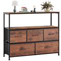 Tv Stand Dresser For Bedroom Entertainment Center With 5 Fabric Drawers, Storage Organizers Units For Living Room, Media Console Table With Open Shelf Up For 45