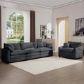 Mid Century Modern Sectional Set Of Two, One 3 Seater Sectional And One Single Seater Sectional With 2 Arm Pillows And 4 Throw Pillows, Living Room Sectional Grey Corduroy Fabric Grey Corduroy 4 Seat