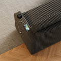 85 Inches Corduroy Sofa Bed, 3 Seater Sleeper Sofa With Storage Chaise, Square Handrail With Two Cup Holder And Usb Charge Port, Pull Out Couch For Living Room Dark Grey Corduroy 3 Seat