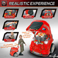 Qaba Kids Truck Engine Toy, Kids Mechanic Car Repair Set, Engine Disassembly Play Workshop, Includes 61 Pieces, Steering Wheel, Horn, Light For 3 5 Years Old, Red Red Abs