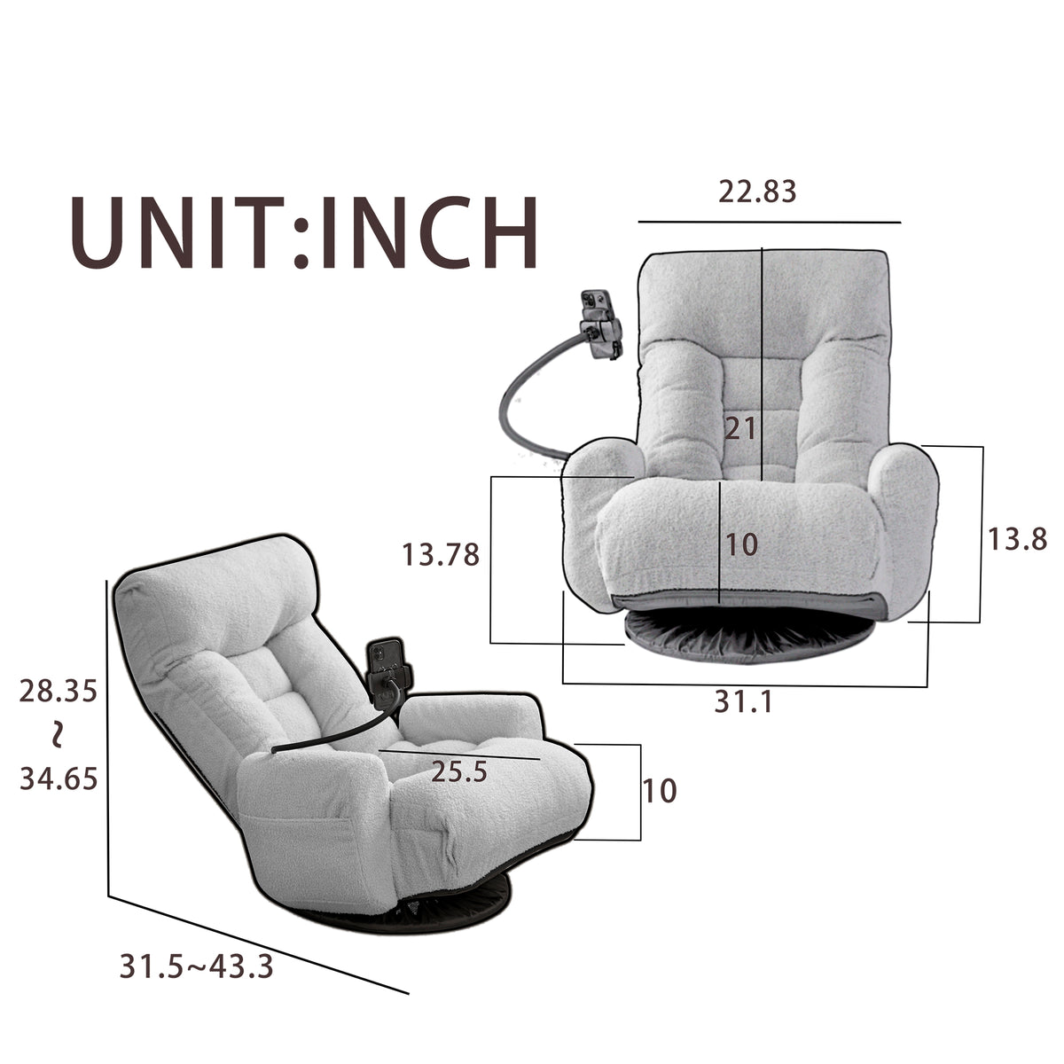 Adjustable Head And Waist, Game Chair, Lounge Chair In The Living Room, 360 Degree Rotatable Sofa Chair,Rotatable Seat Leisure Chair Deck Chair Green Metal Soft Cotton Metal