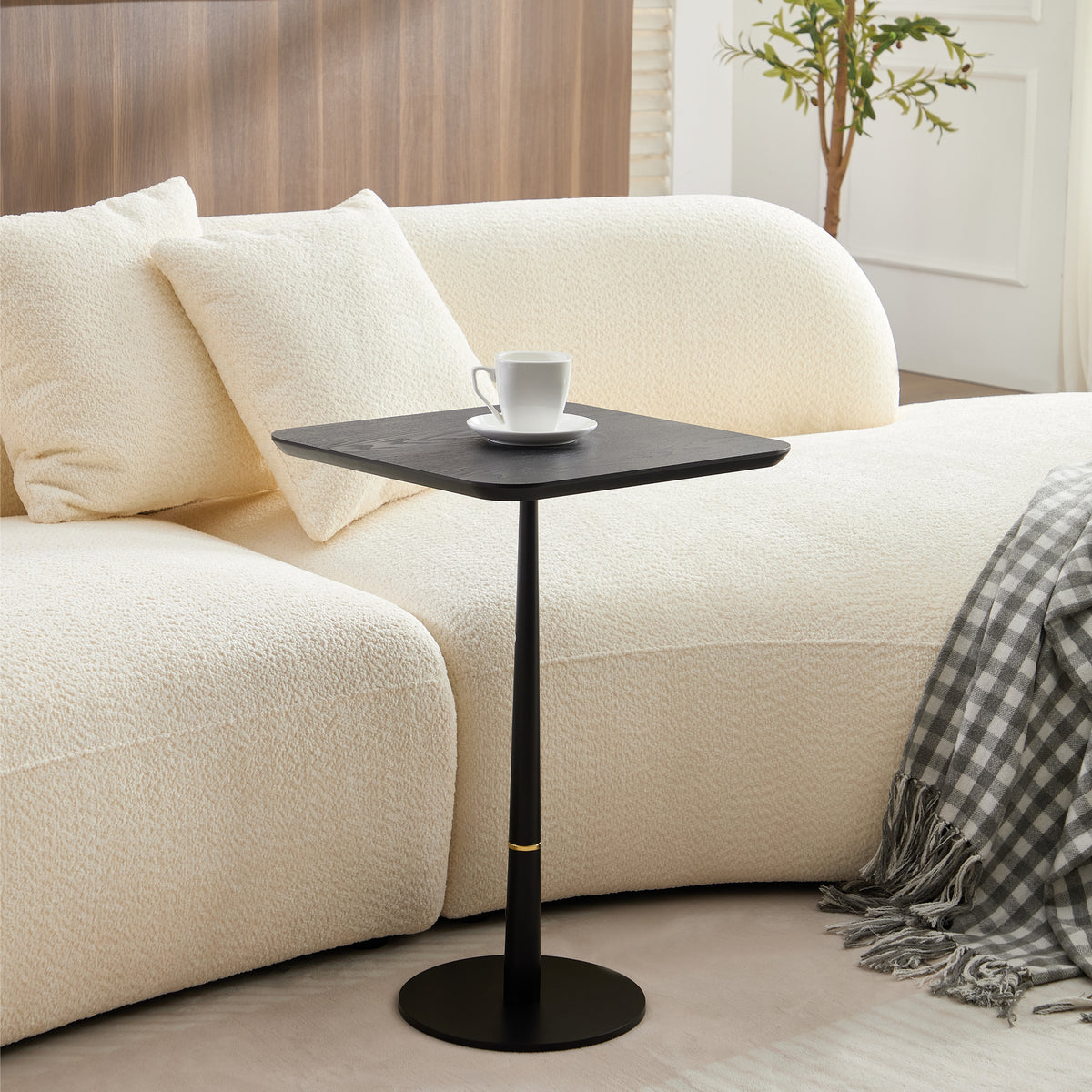 Mdf With Metal Feet, Square, Located In Living Space And Lounge Area, Coffee Table, Computer Desk, Black, 15.74"D X23.77"H Black Gold Primary Living Space Casual,Chinese Freestanding Coffee & End