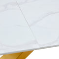 Table And Chair Set, The Table Is Equipped With A Marble Patterned Mdf Tabletop And Gold Table Legs.The Chair Is Equipped With Pu Synthetic Leather High Back Cushion And Gold Coated Metal Legs. Gold Black Seats 4 Mdf Metal