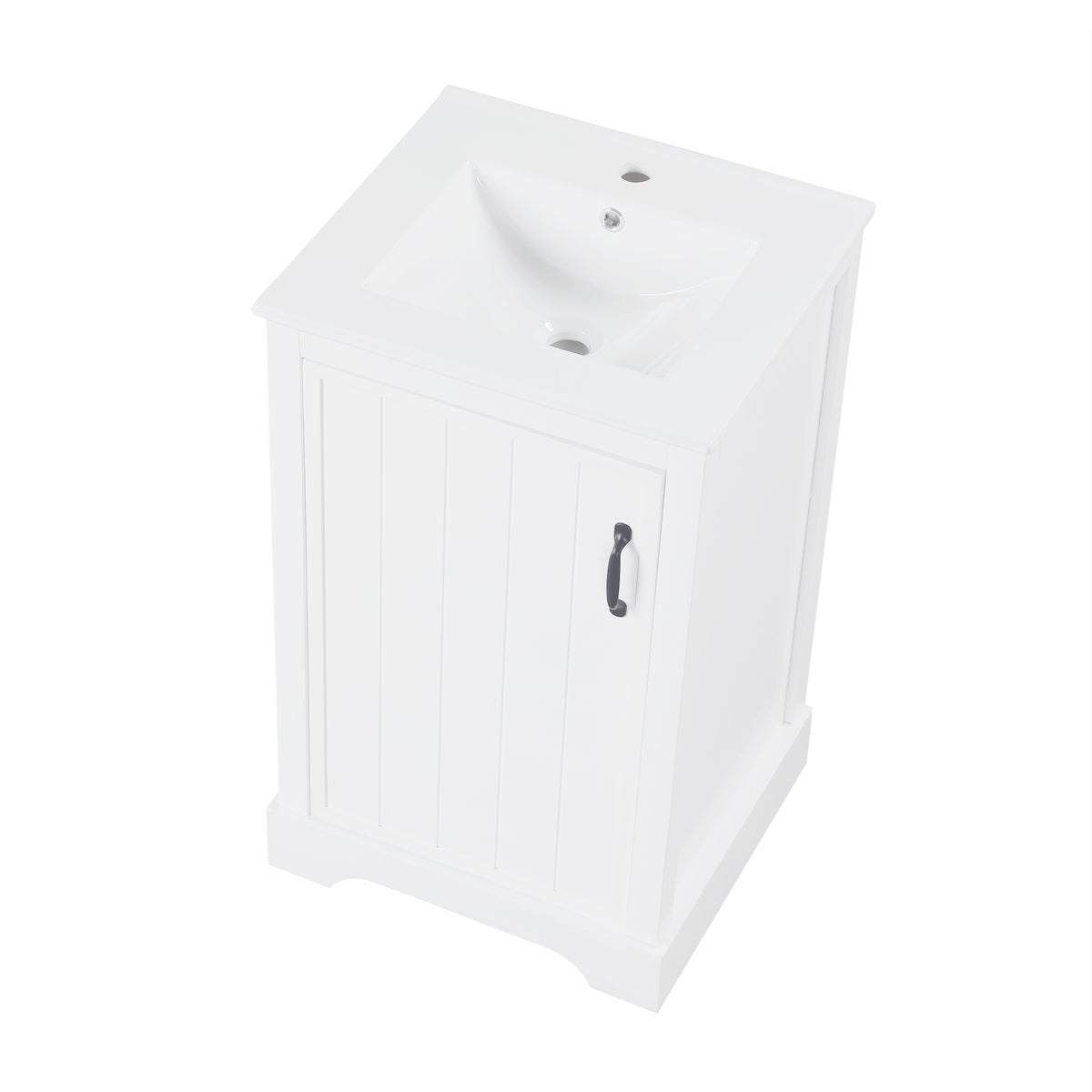 20" Bathroom Vanity With Sink, Bathroom Cabinet With Soft Closing Door, Storage Rack And Adjustable Shelve, White White Mdf
