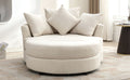 Orisfur. 360 Swivel Accent Barrel Chair With Storage Ottoman & 4 Pillows, Modern Chenille Leisure Chair Round Accent For Living Room, Cream Cream Foam Chenille