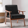 Mid Century Modern Chair, Living Room Chair With Solid Wood Frame, Accent Chair Extra Thick Backrest, Wingback Chair For Bedroom, Reading Room, Living Room, Lounge Chair Indoor Black Pu Primary Living Space Mid Century Modern Foam Pu Leather