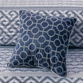 4 Piece Jacquard Quilt Set With Throw Pillow Navy King Cal King King Navy Polyester
