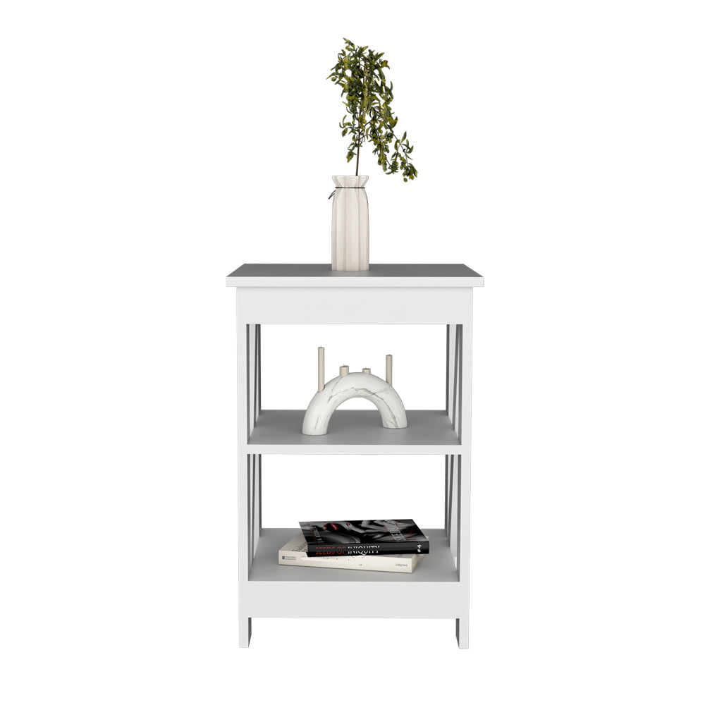 Side Table Rossville, Living Room, White White Particle Board Engineered Wood