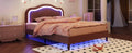 Queen Size Velvet Upholstered Smart Led Bed Frame With Adjustable Height Headboard,No Box Spring Needed,Easy Assembly,Pink Box Spring Not Required Queen Pink Wood Bedroom Cute,Modern Bed Frame Wood