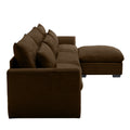 Corduroy Sectional Sofa, L Shaped Couch With Storage Footstool And 3 Pillow, Sectional Couch For Living Room Apartment, Brown Brown Corduroy 3 Seat