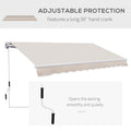 Outsunny 8' X 7' Patio Retractable Awning, Manual Exterior Sun Shade Deck Window Cover, Beige Beige Aluminum
