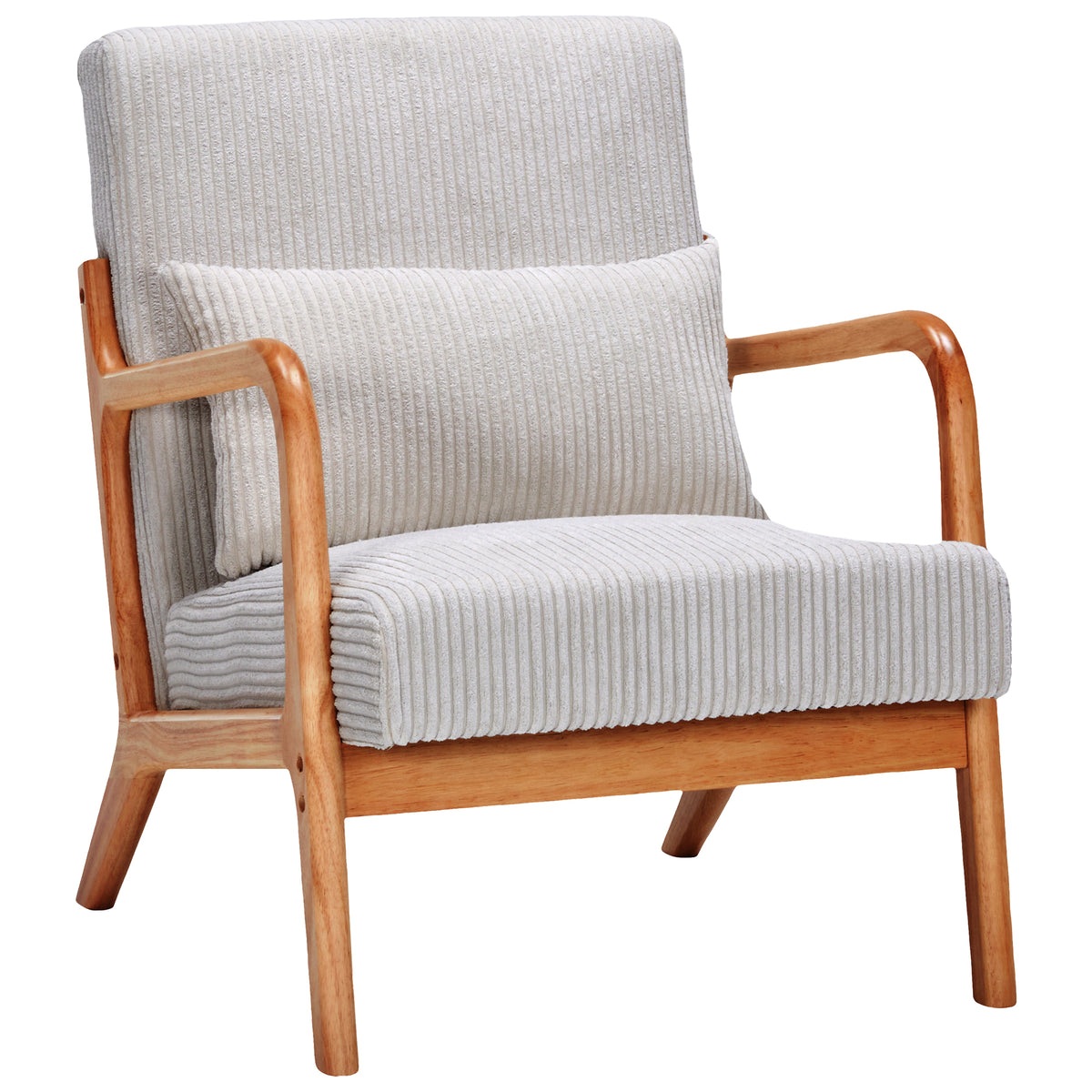 Mid Century Modern Accent Chair, Arm Chair Living Room Chairs With Pillow Upholstered Reading Chair With Solid Wood Frame & Living Room Bedroom Balcony Beige Beige Brown Primary Living Space