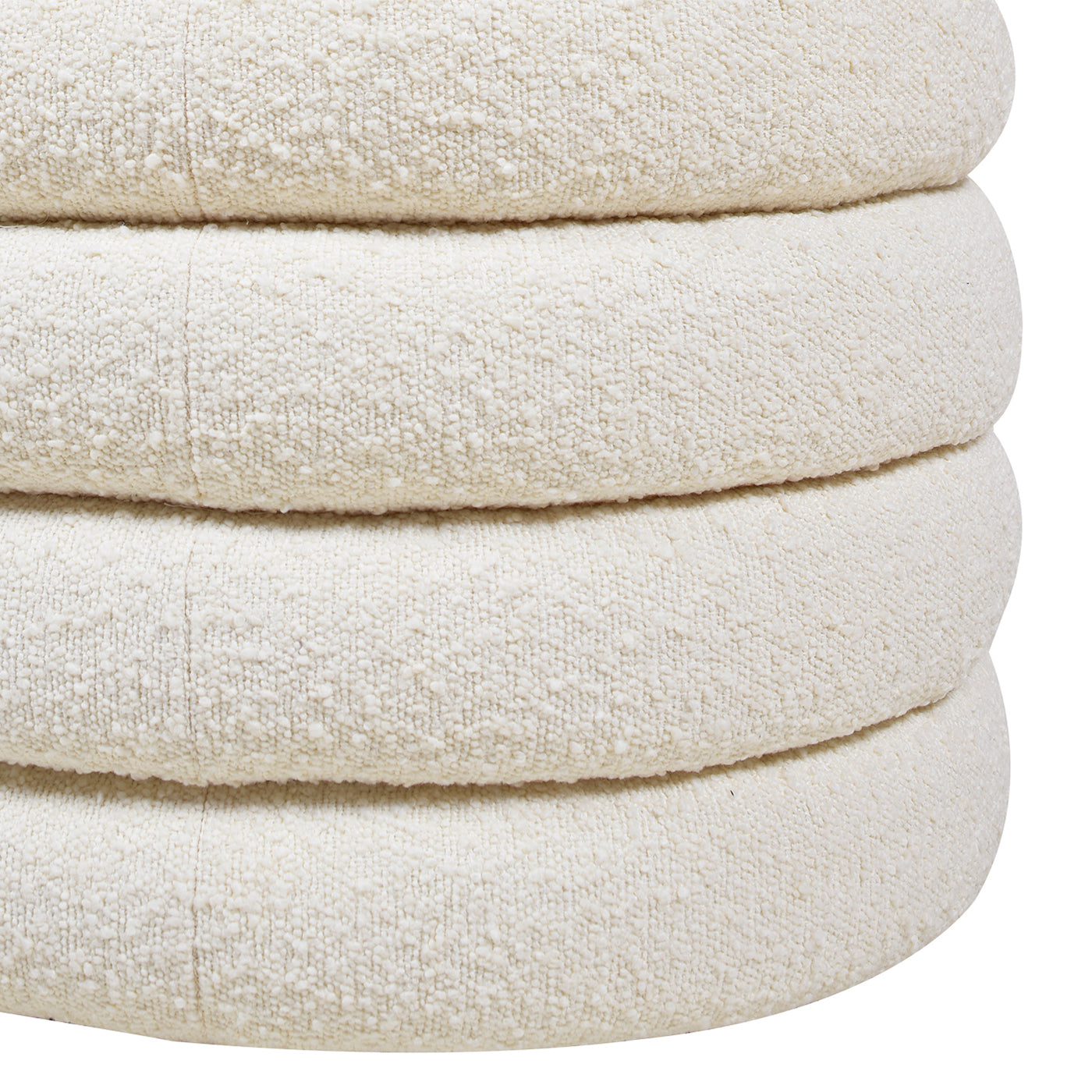Fuji 49" Upholstered Oval Storage Bench, Ivory White Boucle White Foam Boucle