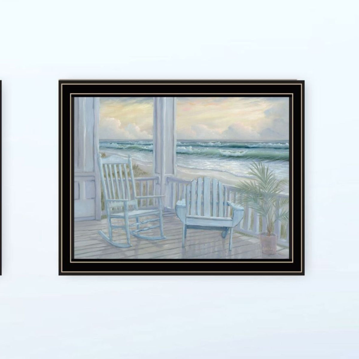 "Coastal Porch Relaxing" Framed Wall Art For Living Room, Wall Art Print For Home Decor, Bedroom Wall Art By Georgia Janisse Multicolor Wood Paper