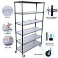 6 Tier 6000Lbs Capacity Nsf Metal Shelf Wire Shelving Unit, Heavy Duty Adjustable Storage Rack With Wheels & Shelf Liners For Commercial Grade Utility Steel Storage Rack, Black 82