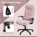 Homcom 6 Point Vibrating Massage Office Chair With Heat, Velvet High Back Executive Office Chair With Reclining Backrest, Padded Armrests And Remote, Pink Pink Polyester