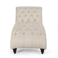 Chaise Lounge Beige Fabric 1 Seat
