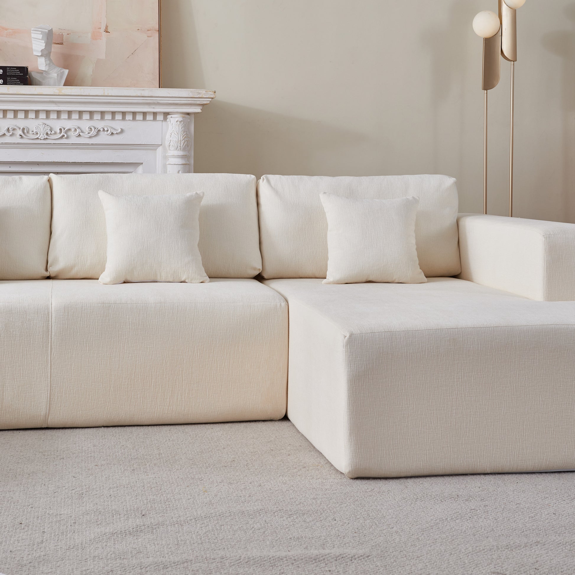 Chenille U Shaped Sectional Sofa Couch, Reversible & Spacious, Ultimate Comfort With Plush Cushions, Perfect For Modern Living Rooms Beige Medium Soft Foam Chenille 6 Seat