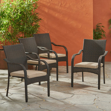Outdoor Wicker Chairs, 56225.00Chrbrn Kd, 4Pcs Brown Resin