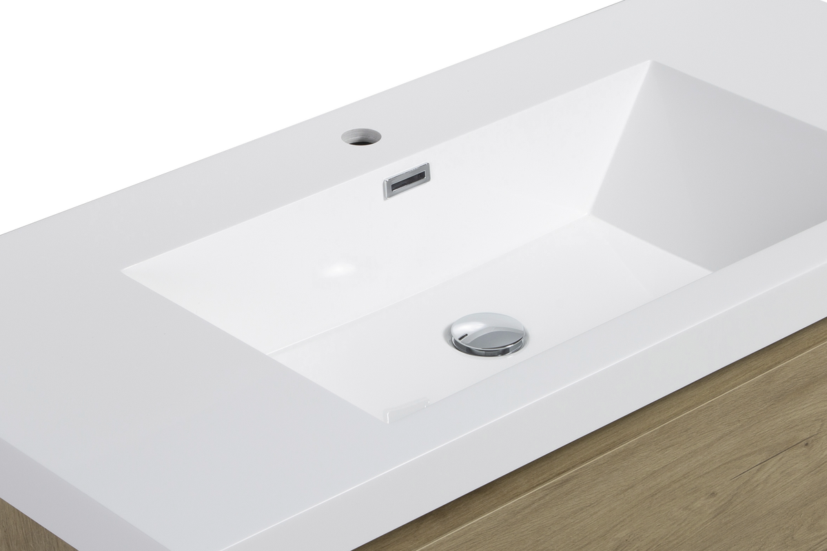 42" Floating Bathroom Vanity With Sink, Modern Wall Mounted Bathroom Storage Vanity Cabinet With Resin Top Basin And Soft Close Drawers, Natural Oak 24V11 42No White Oak Wood