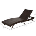 Outsunny Patio Chaise Lounge, Pool Chair With 5 Position Adjustable Backrest & Cushion, Outdoor Pe Rattan Wicker Sun Tanning Seat, 78.75