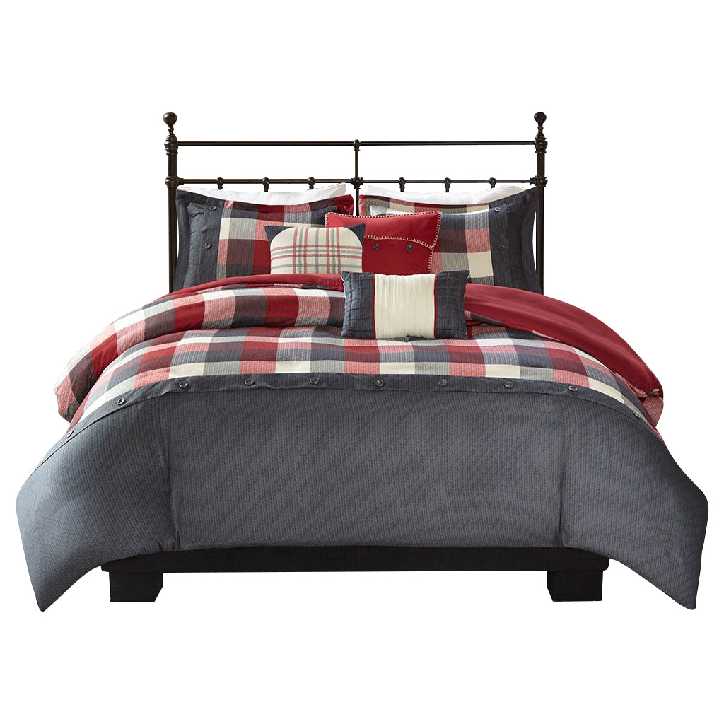 6 Piece Herringbone Duvet Cover Set King Multicolor Polyester