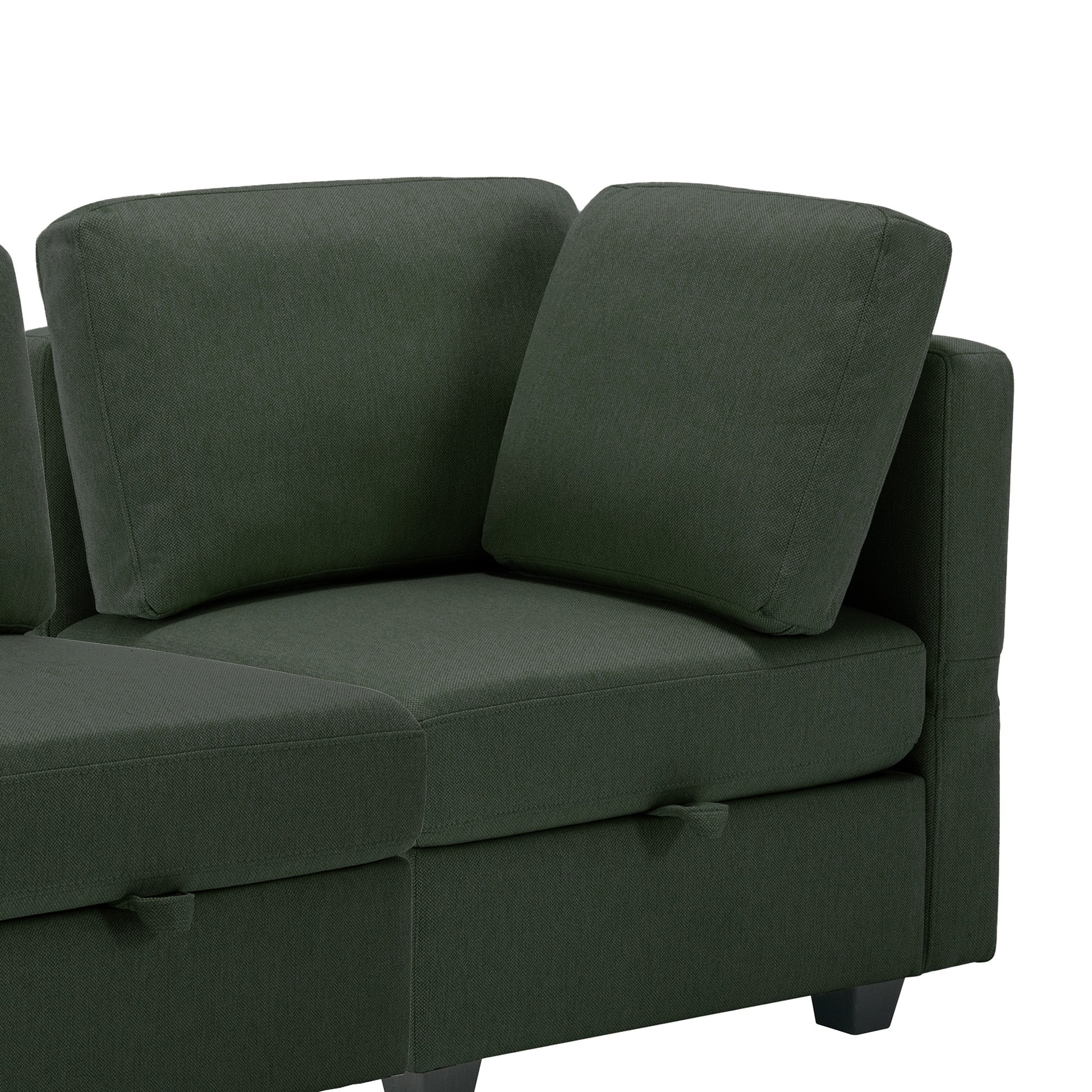 Modular Sectional Sofa Couch Bed With Storage 6 Seater, Sleeper Sofa Bed Couch With Reversible Chaise Ottomans, Adjustable Arms And Backs Green Green Polyester 3 Seat