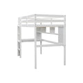 Twin Loft Bed With Built In Desk And Bookcase Of Three Compartments, Guardrails And Ladder,White Twin White Pine