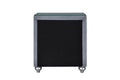 1Pc Glam 3 Drawer Nightstand Velvet Tufted Drawer Front Jewelry Tray Faux Crystal Drawer Knobs Gray 3 Drawers Bedroom Bedside Cabinet Glam Glass Top Wood