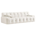 Brampton Mid Century 90 Inch Cream Velvet Sofa Cream,White Nature Velvet Wood Primary Living Space Medium Firm Tufted Back Mid Century Modern Foam Solid Wood,Velvet 3 Seat