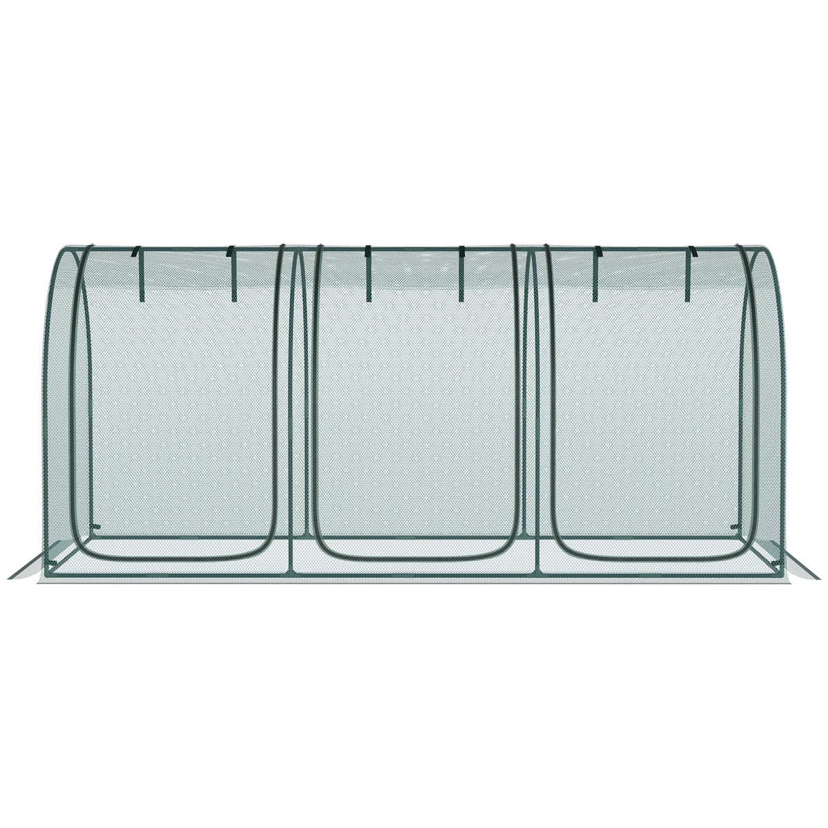 Outsunny 9' X 4' Crop Cage, Plant Protection Tent With Three Zippered Doors, Storage Bag And 6 Ground Stakes, For Garden, Yard, Lawn, Green Green Steel