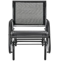 Outsunny Porch Glider, Metal Frame Swing Glider Chair Withmesh Fabric, Curved Armrests And Steel Frame For Garden, Poolside, Backyard, Balcony, Black Black Fabric Metal