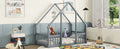 Twin Wood House Shaped Floor Bed With Fence, Guardrails ,Grey Twin Grey American Design Pine