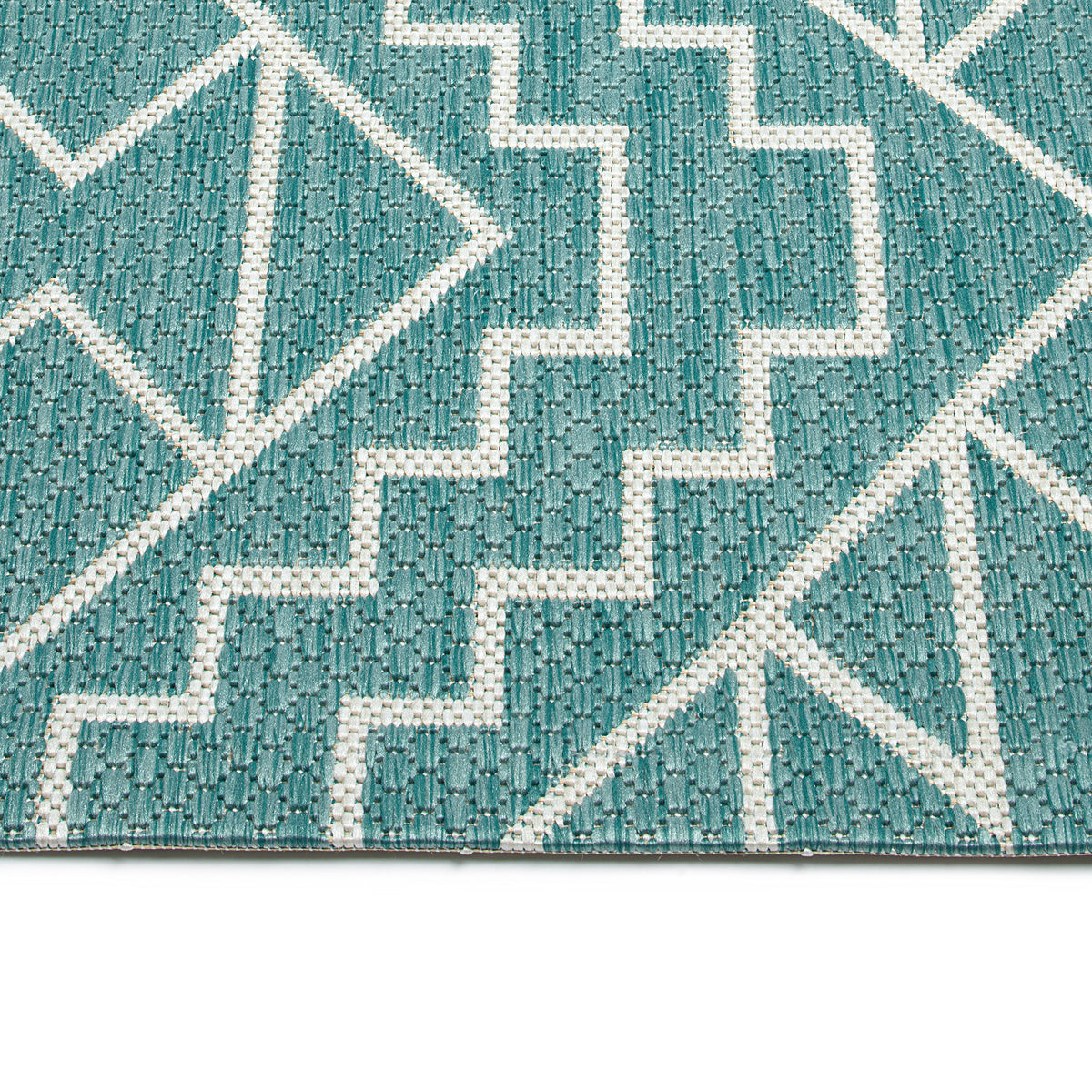Modern, Geometric, Textured Cut Pile 2'7" X 4'11" Rectangle Area Rug Turquoise Polypropylene