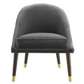 Avalon Velvet Accent Chair Charcoal Dark Gray Faux Leather