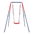 Xns067B Green And Blue Interesting 2 In 1 Baby Swing Mental Plastic Safe Swing Set 110Lbs For Outdoor Playground For Age 3 Blue Red Steel