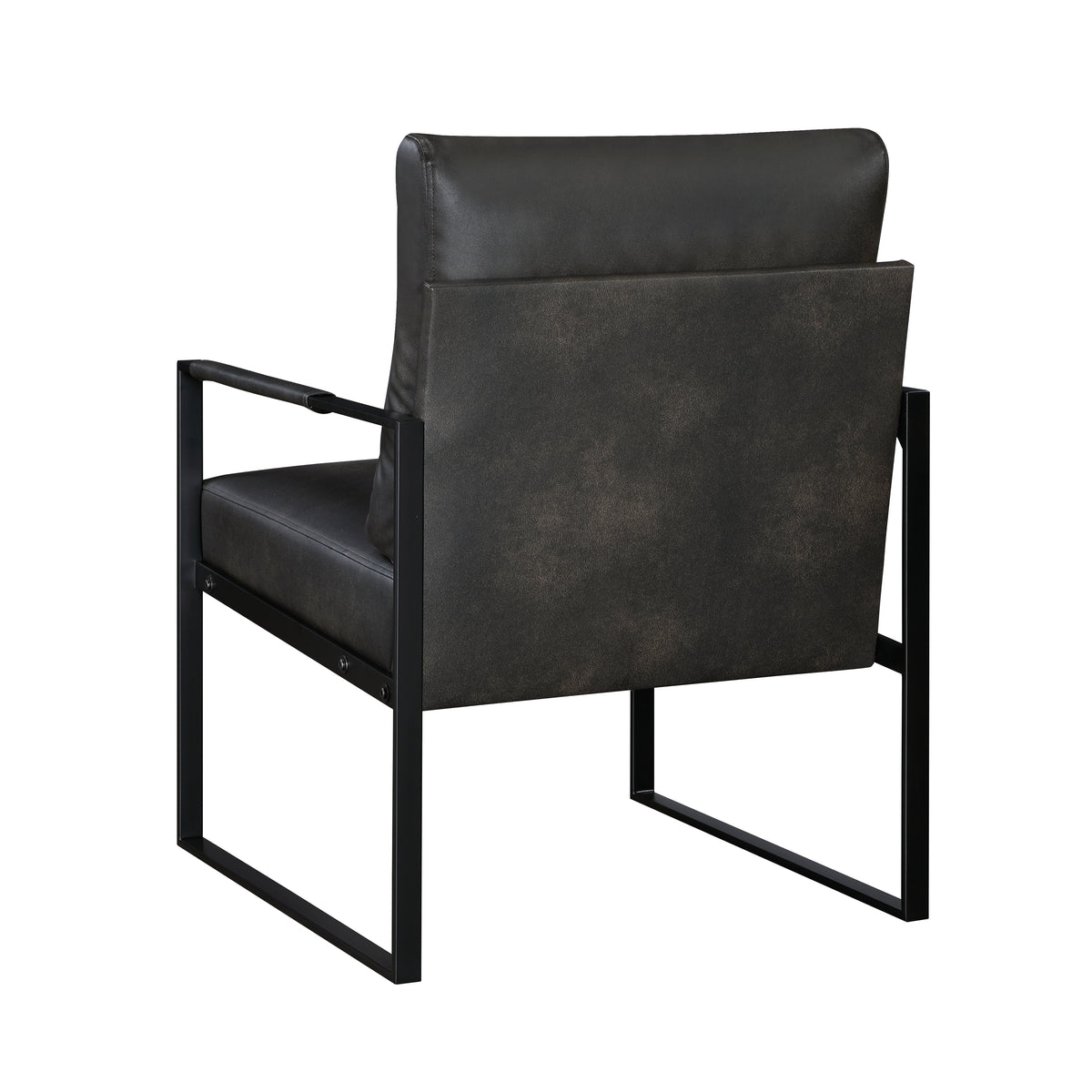 Modern Accent Chair Cushioned Seat Dark Gray Faux Leather Upholstery Black Metal Frame 1Pc Style Comfort Durability Elegance Look Dark Gray Primary Living Space Industrial,Mid Century Modern,Modern