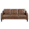 Brown Polished Microfiber Upholstered 1Pc Sofa Button Tufted Contoured Arms Solid Wood Frame Couch Casual Living Room Furniture Brown Microfiber Wood Primary Living Space Traditional,Transitional Solid Wood 3 Seat